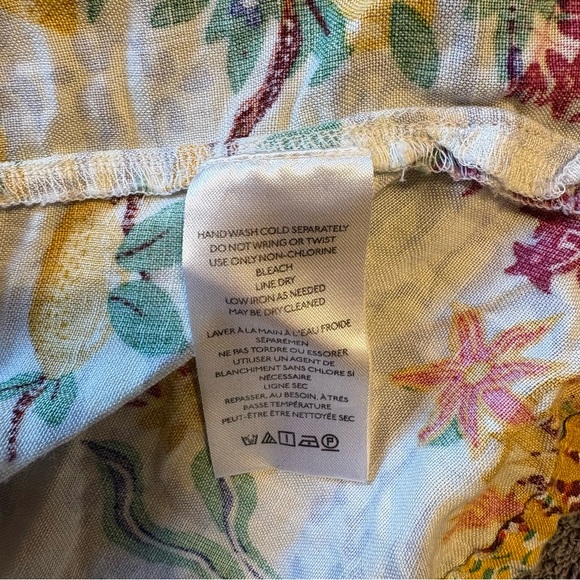 Maeve Anthropologie Classic Surf Shirt Linen Lemons Open Split Back Size S - Picture 7 of 7
